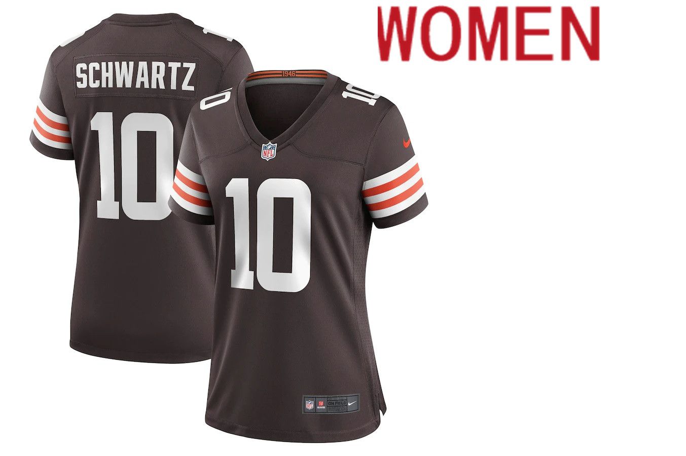 Women Cleveland Browns #10 Anthony Schwartz Nike Brown Game NFL Jersey->women nfl jersey->Women Jersey